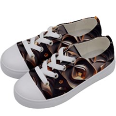 Ai Generated Swirls Space Design Fractal Light 3d Pattern Kids  Low Top Canvas Sneakers by Ravend