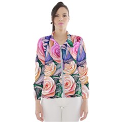 County Charm – Watercolor Flowers Botanical Women s Windbreaker by GardenOfOphir