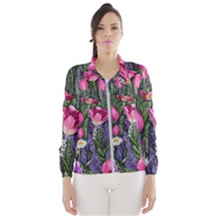 Cheerful Watercolor Flowers Women s Windbreaker by GardenOfOphir