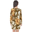 White And Yellow Floral Lilies Background Surface Long Sleeve Chiffon Shift Dress  View2