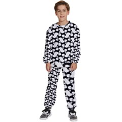 Playful Pups Black And White Pattern Kids  Sweatshirt Set by dflcprintsclothing