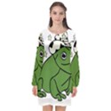 Frog with a cowboy hat Long Sleeve Chiffon Shift Dress  View1