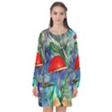 Woodsy Mushroom Forest Foraging Long Sleeve Chiffon Shift Dress  View1