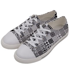 Black And White Geometric Patterns Men s Low Top Canvas Sneakers by Jancukart