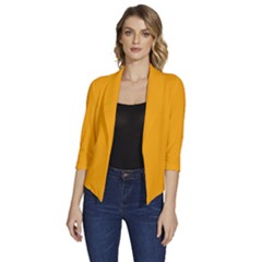 Gold Orange	 - 	draped Front 3/4 Sleeve Shawl Collar Jacket by ColorfulWomensWear