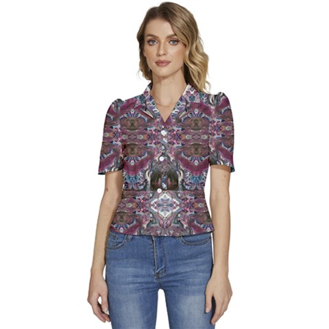 Blend Iv Puffed Short Sleeve Button Up Jacket by kaleidomarblingart