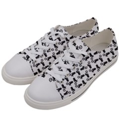 Chooper Motorcycle Drawing Motif Pattern Men s Low Top Canvas Sneakers by dflcprintsclothing