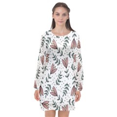 Flowers-49 Long Sleeve Chiffon Shift Dress  by nateshop