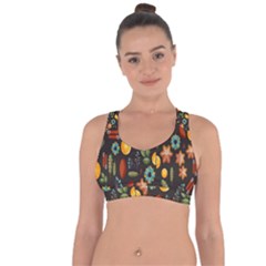 Christmas Seamless Pattern Cross String Back Sports Bra by Semog4