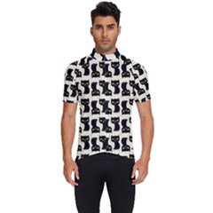 Black Cats And Dots Koteto Cat Pattern Kitty Men s Short Sleeve Cycling Jersey by Salman4z