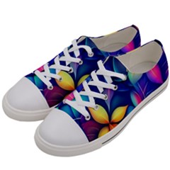 Ai Generated Artwork Leaves Nature Pattern Women s Low Top Canvas Sneakers by Jancukart