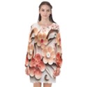 Sakura Flowers Flower Pink Blossom Spring Long Sleeve Chiffon Shift Dress  View1
