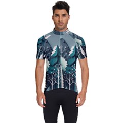 Forest Papercraft Trees Background Men s Short Sleeve Cycling Jersey by Ravend
