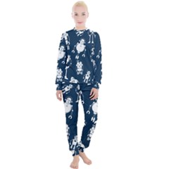 White-robot-blue-seamless-pattern Women s Lounge Set by Salman4z