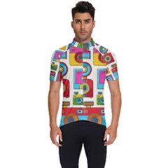 Retro-cameras-audio-cassettes-hand-drawn-pop-art-style-seamless-pattern Men s Short Sleeve Cycling Jersey by Salman4z