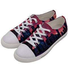 Skyline Sunset United States Reflection Usa,new York Manhattan Men s Low Top Canvas Sneakers by Bakwanart
