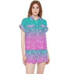 Pink And Turquoise Glitter Chiffon Lounge Set by Wav3s