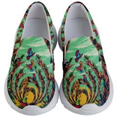 Monkey Tiger Bird Parrot Forest Jungle Style Kids Lightweight Slip Ons by Grandong