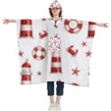 Nautical-seamless-pattern Women s Hooded Rain Ponchos View1