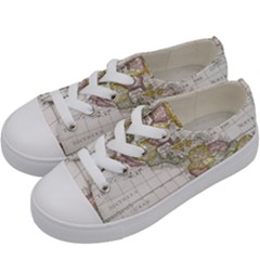Vintage Map Of The Americas Kids  Low Top Canvas Sneakers by uniart180623