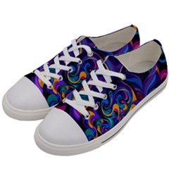 Colorful Waves Abstract Waves Curves Art Abstract Material Material Design Women s Low Top Canvas Sneakers by uniart180623