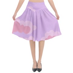 Sky Nature Sunset Clouds Space Fantasy Sunrise Flared Midi Skirt by Simbadda