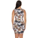 Many Dogs Pattern Draped Bodycon Dress View4