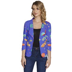 Virus-seamless-pattern Women s One-button 3/4 Sleeve Short Jacket by Simbadda
