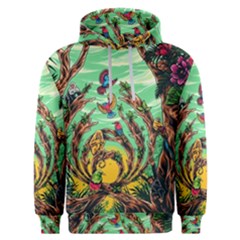 Monkey Tiger Bird Parrot Forest Jungle Style Men s Overhead Hoodie by Grandong