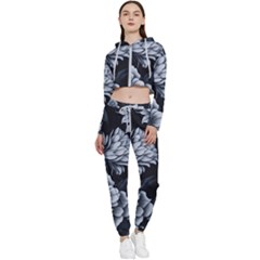 Pattern Flower Design Nature Cropped Zip Up Lounge Set by Grandong