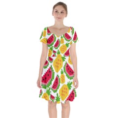 Watermelon -12 Short Sleeve Bardot Dress by nateshop
