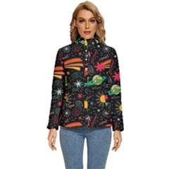 Space Seamless Pattern Women s Puffer Bubble Jacket Coat by pakminggu