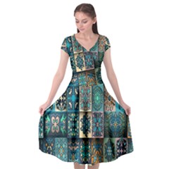 Texture, Pattern, Abstract, Colorful, Digital Art Cap Sleeve Wrap Front Dress by nateshop