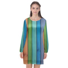 Rainbow Long Sleeve Chiffon Shift Dress  by zappwaits