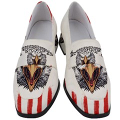 Usa Soccer T- Shirt U S A Patriotic American Flag Soccer Ball Football T- Shirt (1) Women s Chunky Heel Loafers by ZUXUMI