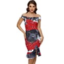 Black Hole T- Shirt Planet Eater Colour T- Shirt Off Shoulder Ruffle Split Hem Bodycon Dress View1