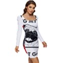Black Pug Dog If I Cant Bring My Dog I T- Shirt Black Pug Dog If I Can t Bring My Dog I m Not Going Women Long Sleeve Ruched Stretch Jersey Dress View2