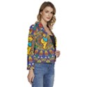Grateful Dead Pattern Women s Long Sleeve Revers Collar Cropped Jacket View3