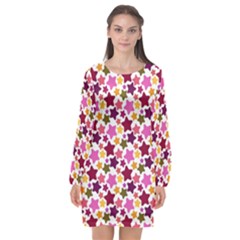 Christmas-pattern-background-green-decorative-star-snow-card-elegant Long Sleeve Chiffon Shift Dress  by Grandong