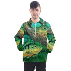 Peacock Bass Fishing Men s Half Zip Pullover by Sarkoni