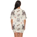 Pug Dog Cat With Bone Fish Bones Paw Prints Ball Seamless Pattern Vector Background Just Threw It On Dress View4