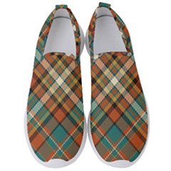 Tartan Scotland Seamless Plaid Pattern Vector Retro Background Fabric Vintage Check Color Square Geo Men s Slip On Sneakers by Ket1n9