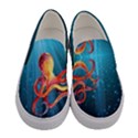 Dark Steel Blue Sea Animals Octopus Stylish Womens Canvas Slip Ons   View1