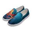 Dark Steel Blue Sea Animals Octopus Stylish Womens Canvas Slip Ons   View2