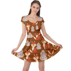 Brown Autumn Falls Warm Leaves Sleeveless Skater Dress   by CoolDesigns