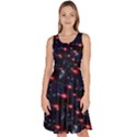 Shooting Star Black Galaxy Knee Length Skater Dress With Pockets View1