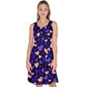 Purple & Black Sweet Heart Shapes Knee Length Skater Dress With Pockets View1