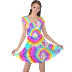 Happy Swirls Gay Light Rainbow Cap Sleeve Dress by CoolDesigns