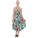 Hawaii Hibiscus Tropical Flowers Floral Leaves Cadet Blue High-Low Halter Chiffon Dress  View2