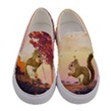 Orange & Light Khaki Thanksgiving Autumn Woodland Animals Squirrel Womens Canvas Slip Ons View1